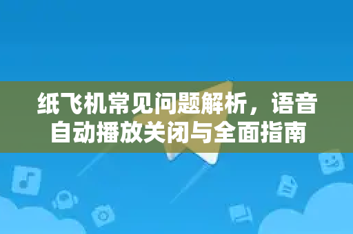 纸飞机常见问题解析，语音自动播放关闭与全面指南