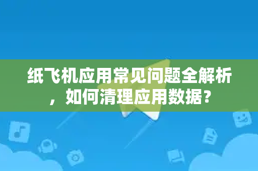 纸飞机应用常见问题全解析，如何清理应用数据？