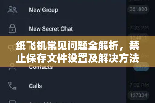 纸飞机常见问题全解析，禁止保存文件设置及解决方法